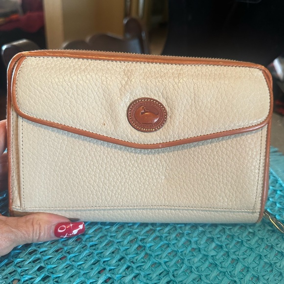 Handbags - Dooney & Bourke Bone Leather Zip Along Clutch